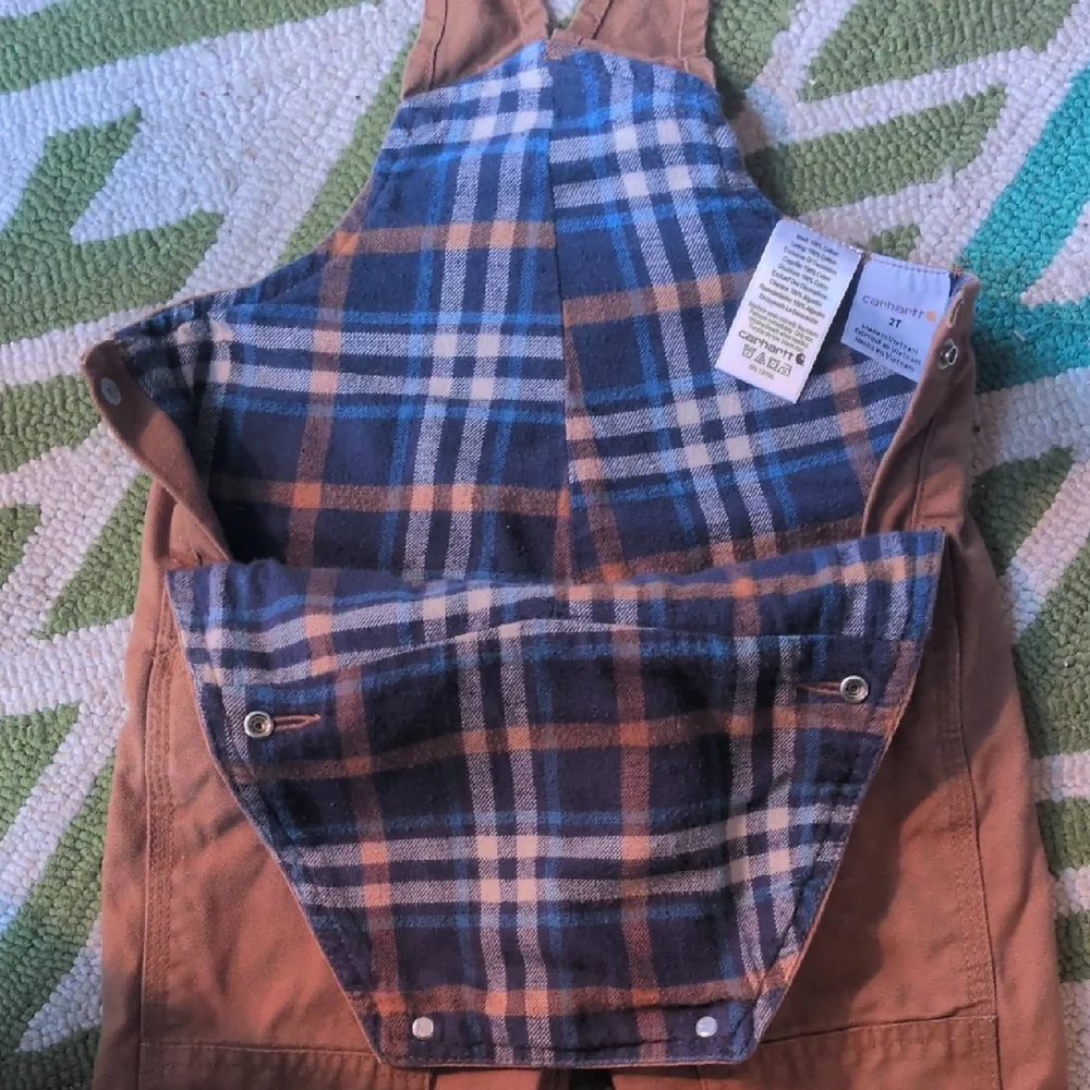 Carhartt Tan Bib Overalls Flannel Lined - Picture 6 of 8